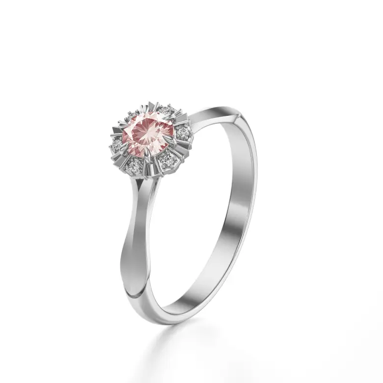 Pierścionek z morganitem i diamentami białe złoto AJPZ_082 Pierścionek z morganitem i diamentami białe złoto AJPZ_082